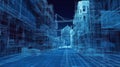 Architectural Blueprint City Wireframe Construction Rendering Royalty Free Stock Photo
