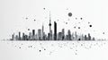 Futuristic Cityscape Skyline with Abstract Data Points and Bokeh Effects Royalty Free Stock Photo