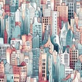 Abstract Cityscapes background, design seamless pattern