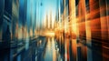 Abstract Cityscapes: Futuristic Architecture In Light Teal And Amber Tones