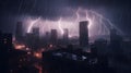 Abstract cityscapes shapes colors patterns dynamic lightn two generative AI
