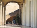 Abstract ancient medieval colonnade in Rimini, Italy Royalty Free Stock Photo