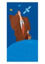 Abstract Clipart of Businessman on a cell phone Royalty Free Stock Photo