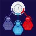 Abstract clock with colored elements of infographics. Vector illustration