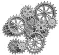 Abstract mechanical gears on white. Engineering co Royalty Free Stock Photo