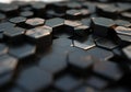 Abstract close-up of black hexagonal shapes creating a textured surface