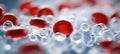 Abstract close up of blood cells in blurred background with copy space for text placement