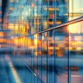 Abstract close up of blurred office windows reflecting the dynamic pace of life in modern business center Royalty Free Stock Photo