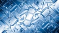 Abstract close up of clear ice cubes with cool blue tones and light reflections Royalty Free Stock Photo