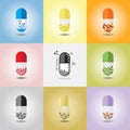 Abstract close up of colorful and conceptual vertical single capsules set Royalty Free Stock Photo