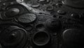 Abstract dark textured surface with circular patterns and water droplets image photo Royalty Free Stock Photo