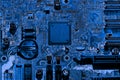 Abstract close up of Electronic Circuits in Technology on Mainboard computer background Royalty Free Stock Photo