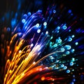 Abstract close-up of fiber optics light for background, generative AI Royalty Free Stock Photo