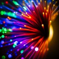 Abstract close-up of fiber optics light for background, generative AI Royalty Free Stock Photo