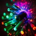 Abstract close-up of fiber optics light for background, generative AI Royalty Free Stock Photo