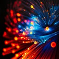 Abstract close-up of fiber optics light for background, generative AI Royalty Free Stock Photo