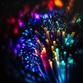 Abstract close-up of fiber optics light for background, generative AI Royalty Free Stock Photo