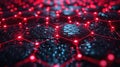 Abstract Red Network Connection Structure with Hexagonal Mesh and Glowing Nodes Royalty Free Stock Photo