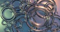 Abstract close up of interconnected transparent bubbles reflecting soft light and color gradients Royalty Free Stock Photo