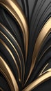 Abstract close-up of luxurious black and gold textured elements set against a 3D modern luxury futuristic background