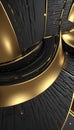 Abstract close-up of luxurious black and gold textured elements set against a 3D modern luxury futuristic background