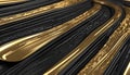 Abstract close-up of luxurious black and gold textured elements set against a 3D modern luxury futuristic background