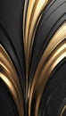 Abstract close-up of luxurious black and gold textured elements set against a 3D modern luxury futuristic background