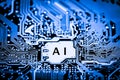 Abstract,close up of Mainboard Electronic computer background. artificial intelligence, ai