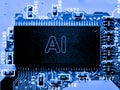 Abstract,close up of Mainboard Electronic computer background. artificial intelligence, ai Royalty Free Stock Photo