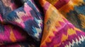 Abstract Close-Up of Multicolored Fabric with Ikat Pattern Royalty Free Stock Photo