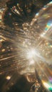 Abstract close-up of refracted light and prismatic reflections creating a dazzling burst of colors. Symbolizes luxury