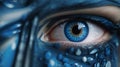 Abstract close up shot of a womans blue eye
