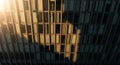 Abstract Close- Up of a Modern Building Facade with Sunlight Reflections and Geometric Patterns architecture Royalty Free Stock Photo