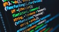 Close-up of colorful computer code glowing on a digital screen technology abstract Royalty Free Stock Photo