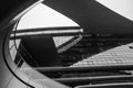 Abstract closeup black-and-white photo of modern shape architecture detail. Bionic facade. Business office. Royalty Free Stock Photo