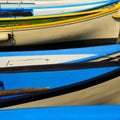 Abstract Closeup of Fishing boats in row order at the Port of Bardolino Italy Royalty Free Stock Photo