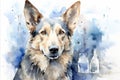 abstract closeup illustration of German Shepherd muzzle and veterinary clinic Royalty Free Stock Photo