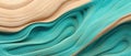 An abstract closeup of intricately detailed, organic brown and turquoise wooden waves, a mesmerizing blend, Ai Generated