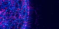 Abstract closeup macro of quantum computing qubit spherical cell. Subatomic patterns of cyber AI intelligence