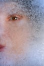 Closeup Portrait Young Girl Frozen In Ice