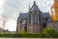 Abstract closeup of the Sint-Martinuskerk church exterior architecture in Cuijk, the Netherlands Royalty Free Stock Photo