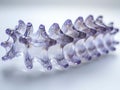 Abstract closeup of a translucent, lavender glass sculpture