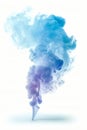 Abstract cloud of blue, cyan and violet ink swirling isolated on a white background. Royalty Free Stock Photo