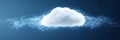 Abstract Cloud Computing Background, Ethereal Data Streams and Fluffy White Cloud on Blue Royalty Free Stock Photo