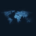 Cloud Computing and Networks Concept with Patterned World Map - Abstract Global Digital Connections, Technology Background Royalty Free Stock Photo
