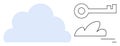 Abstract Cloud Computing Concept with Key for Secure Access and Minimalistic Design Royalty Free Stock Photo