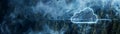 Abstract cloud computing concept overlay atop a misty forest, blending technology and nature in a single visual representation Royalty Free Stock Photo