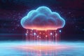 Abstract Cloud Computing Concept Showcasing Data Transmission and Futuristic Network Connectivity Royalty Free Stock Photo