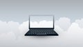 Cloud Computing Design Concept with Laptop and Clouds - Digital Network Connections, Technology Background Royalty Free Stock Photo