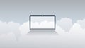 Cloud Computing Design Concept with Laptop and Clouds - Digital Network Connections, Technology Background Royalty Free Stock Photo